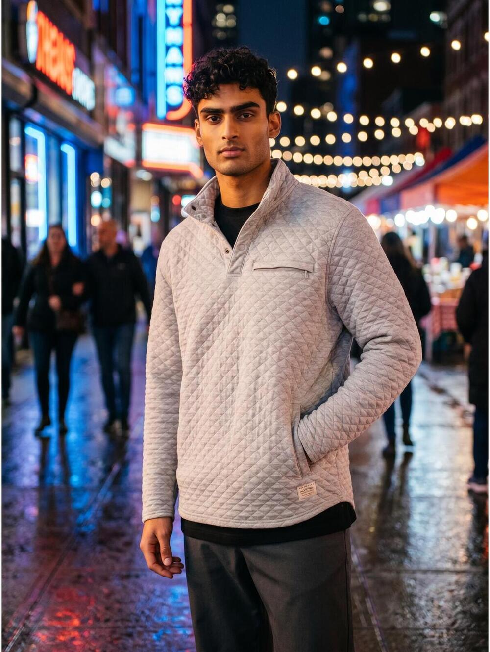 TravisMathew Gray Quilted Pullover Jacket Small - Picture 1 of 4